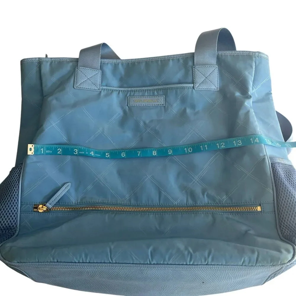 Vera Bradley Light Blue Nylon Large Tote Bag Zip Top Laptop Padded‎ Pockets
